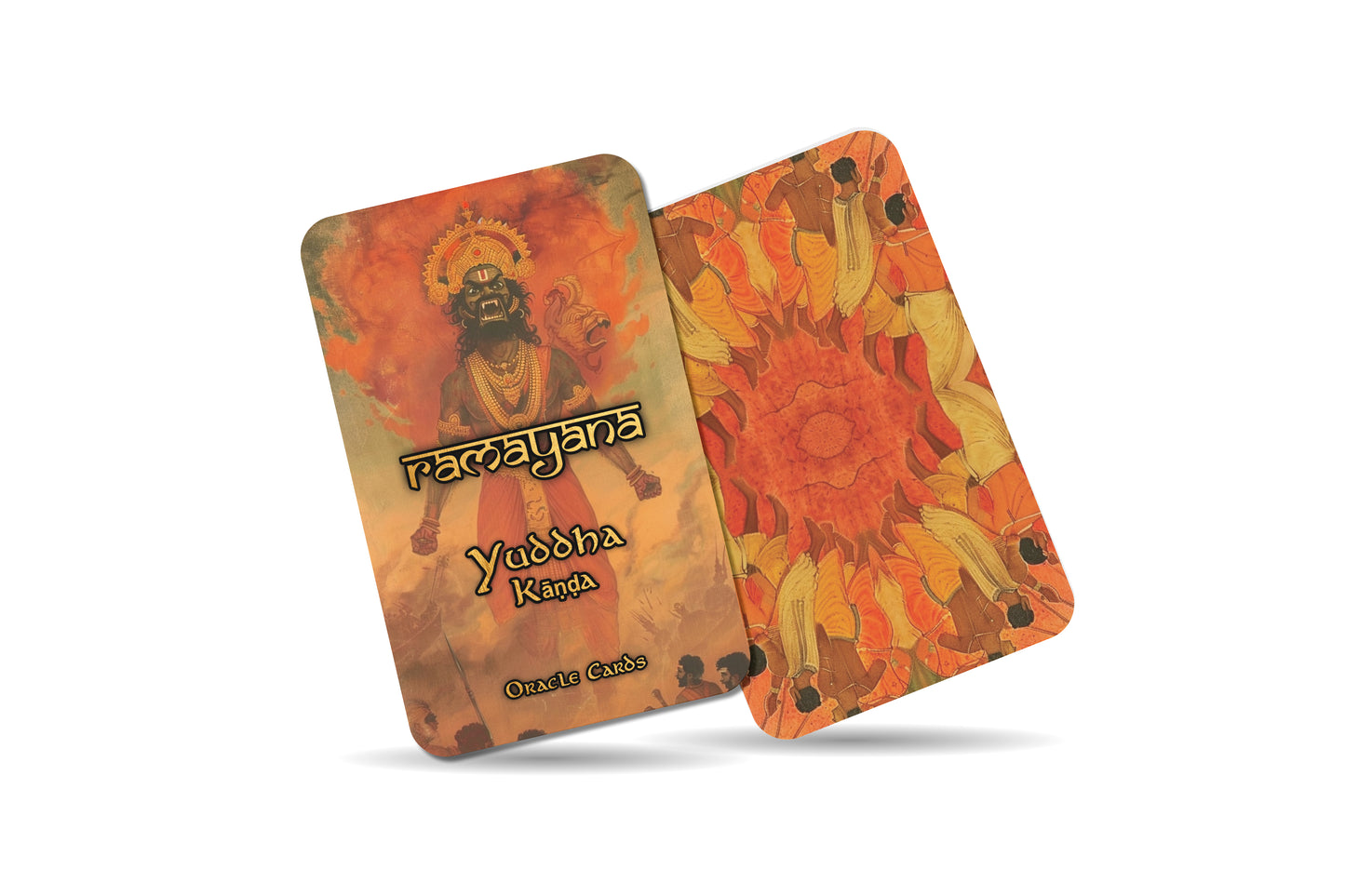 Yuddha Kāṇḍa Oracle Cards - 22 Cards - Battling inner and outer demons, symbolizing victory through righteousness, courage, and justice.