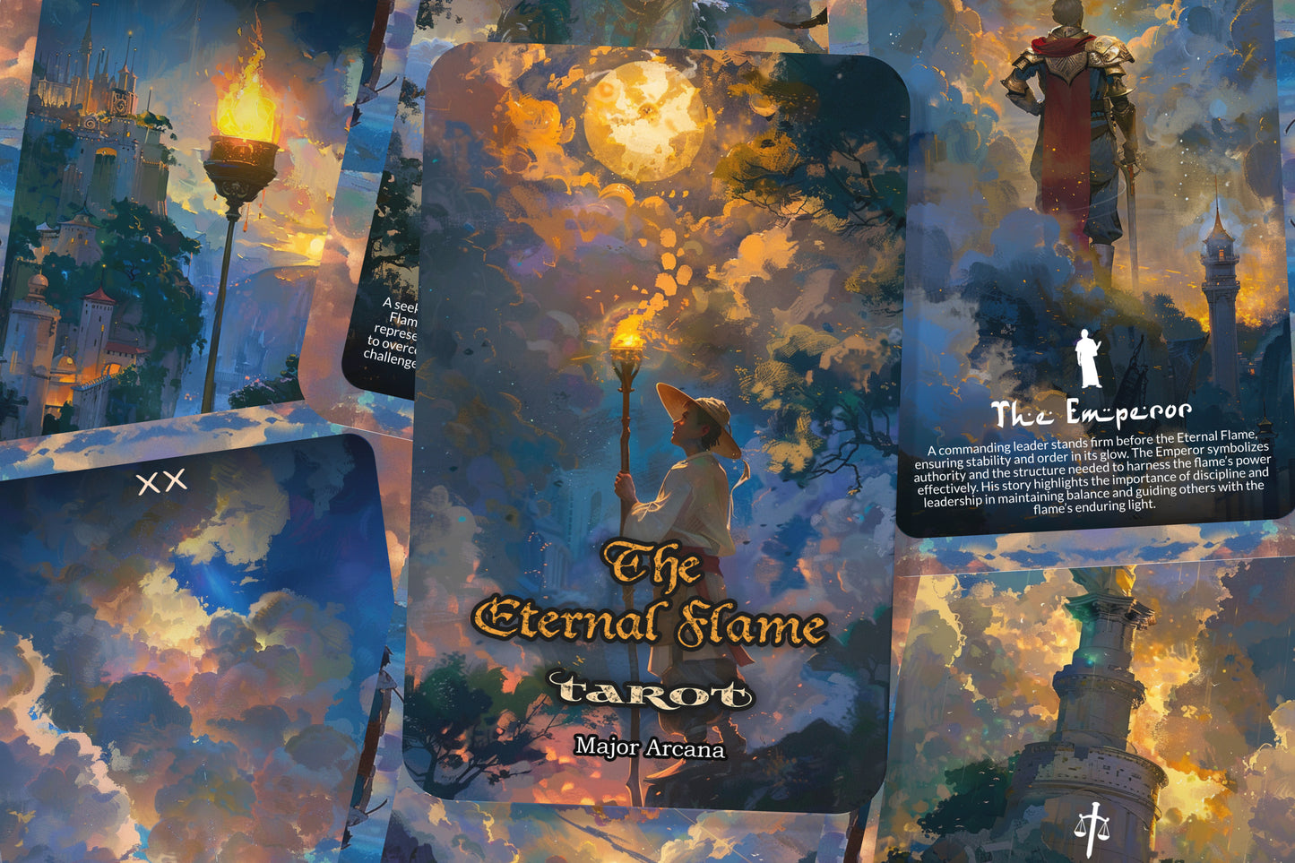 The Eternal Flame Tarot - 22 Major Arcana - A unique spiritual journey - Igniting the inner spark of divinity and everlasting truth.