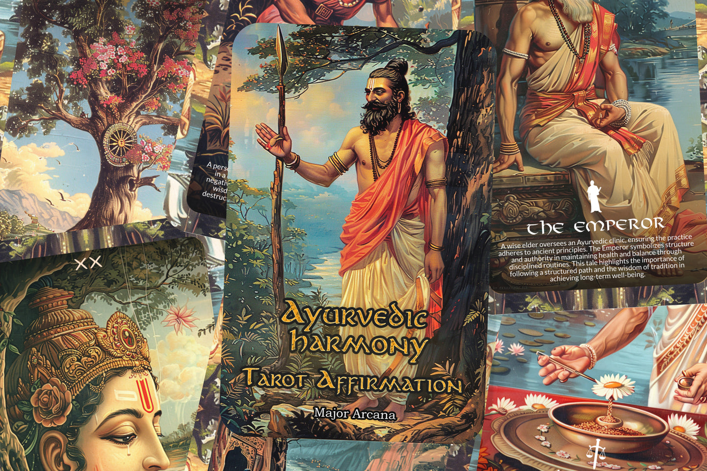 The Ayurvedic Harmony Affirmation Tarot - 22 Major Arcana - A unique spiritual journey - Aligning body, mind, and spirit through the ancient wisdom of Ayurveda.