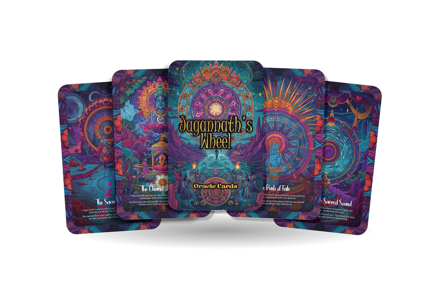 Jagannath's Wheel Oracle Cards – 22 Cards Hindu Spiritual Journey Deck for Divine Protection & Devotion