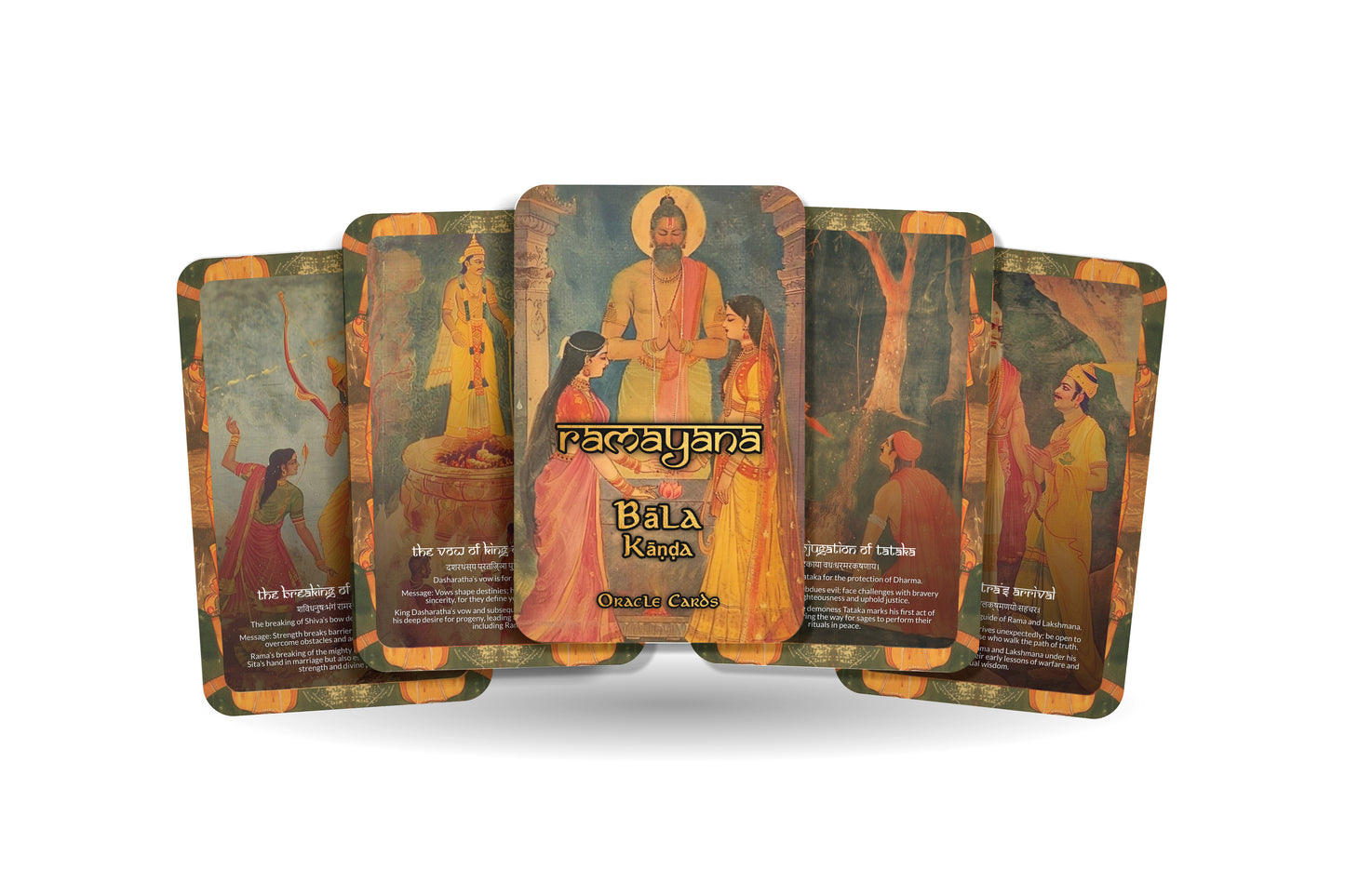 Bāla Kāṇḍa Oracle Cards - 22 Cards - Unveiling the divine origins of Lord Rama, reflecting on childhood, destiny, and purpose.