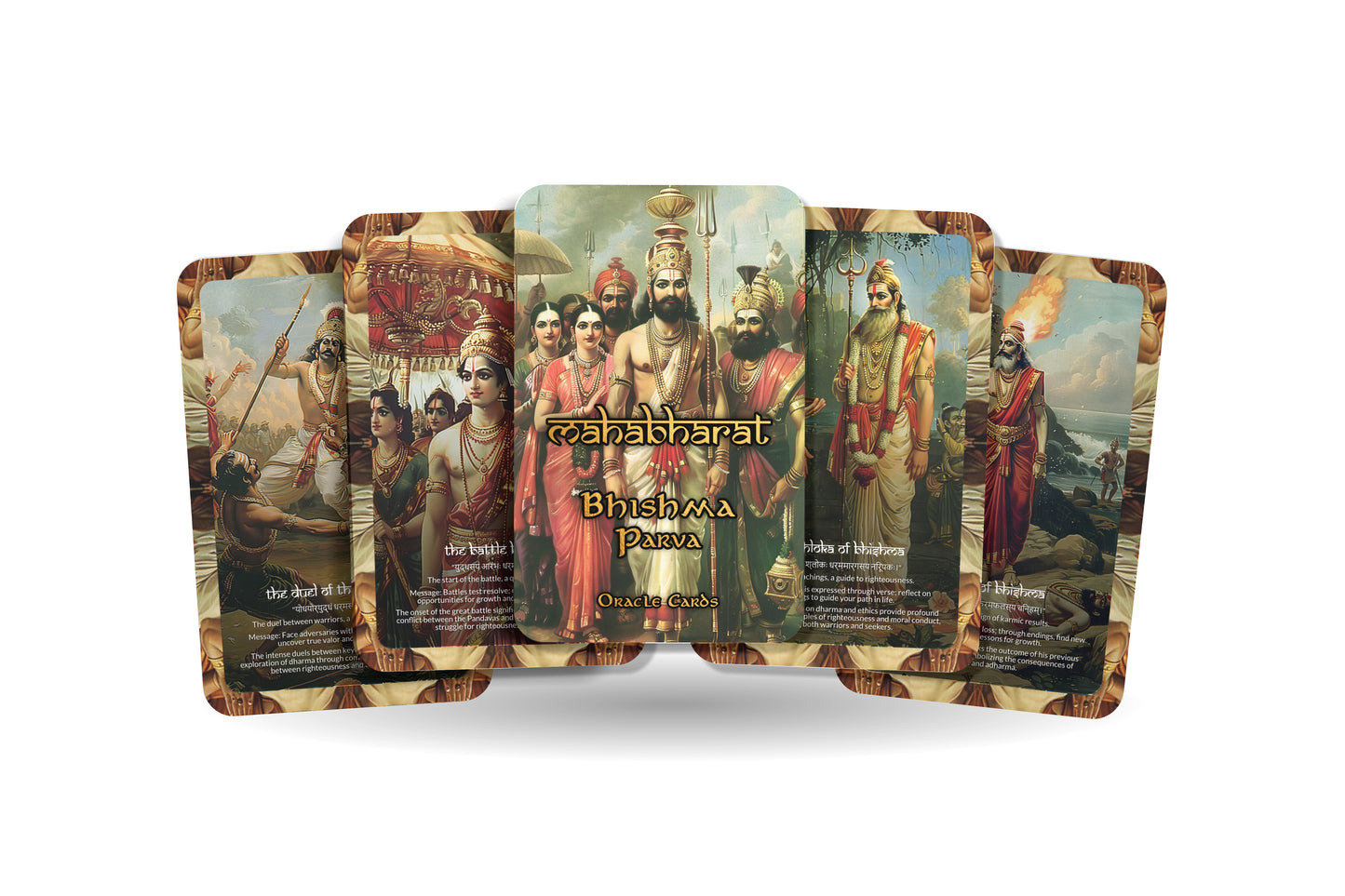 Bhishma Parva Oracle Cards - 22 Cards - Delving into the wisdom of Bhishma and the pivotal events of the Kurukshetra war.