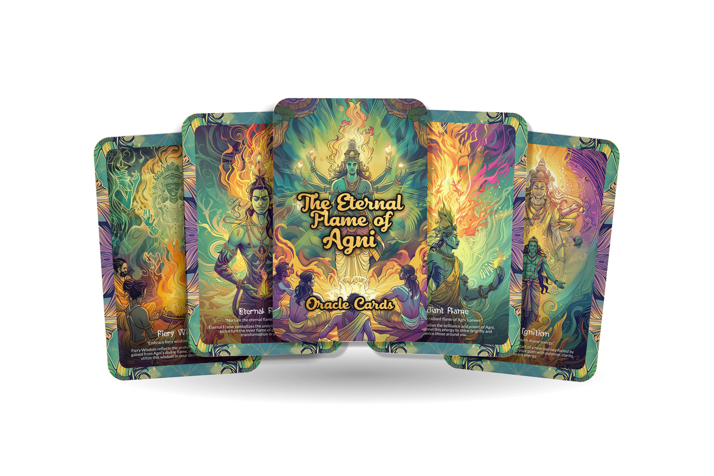 The Eternal Flame of Agni Oracle Cards - 22 Oracle Cards - Harnessing the eternal fire of Agni for purification and renewal.