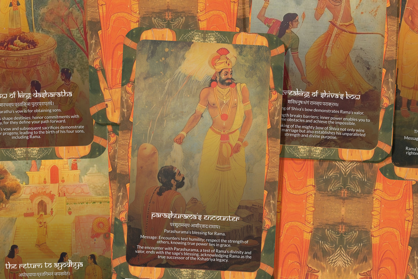 Bāla Kāṇḍa Oracle Cards - 22 Cards - Unveiling the divine origins of Lord Rama, reflecting on childhood, destiny, and purpose.