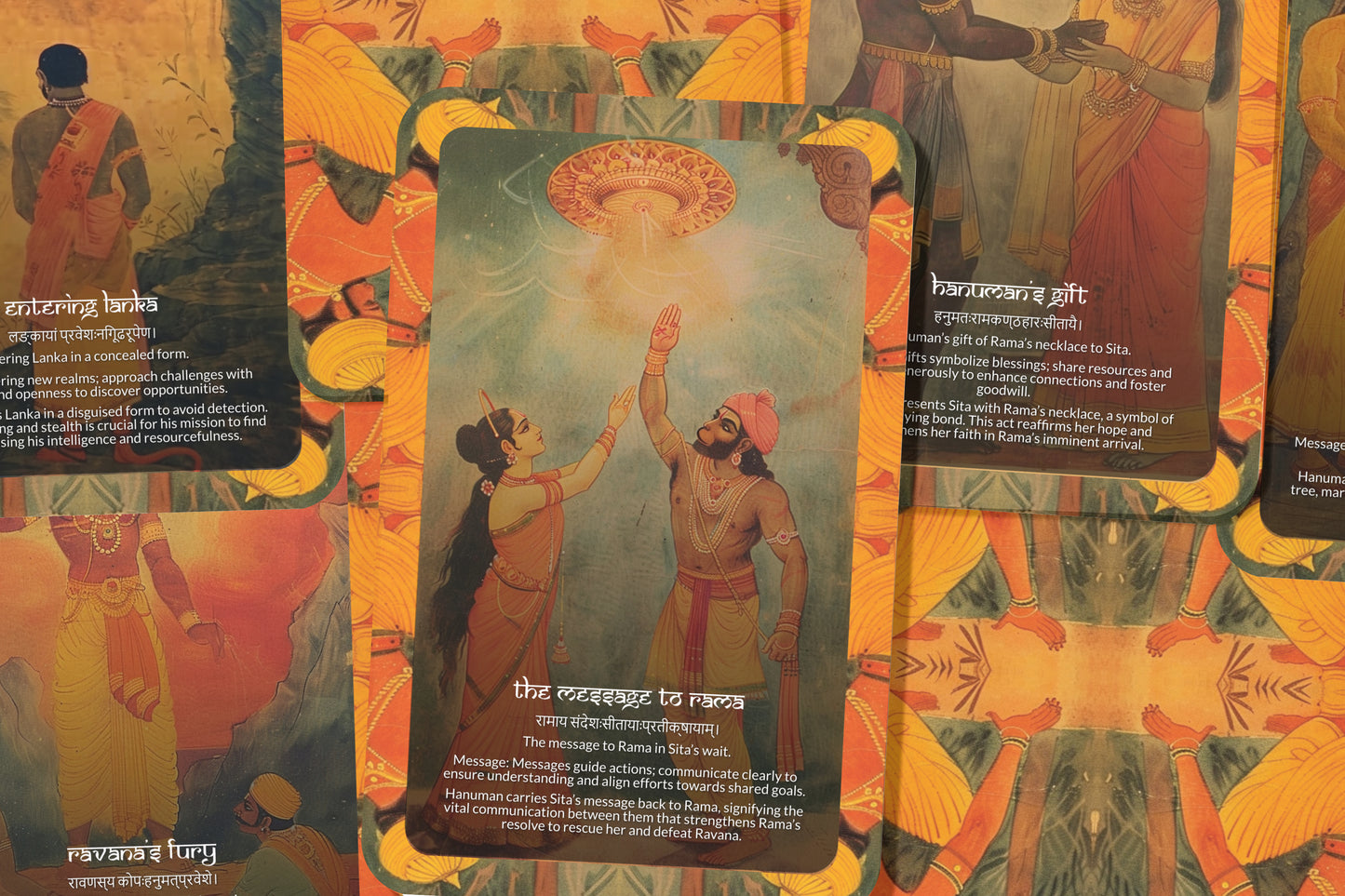 Sundara Kāṇḍa Oracle Cards - 22 Cards  - Embracing the heroic journey of Hanuman, symbolizing hope, devotion, and selfless service.