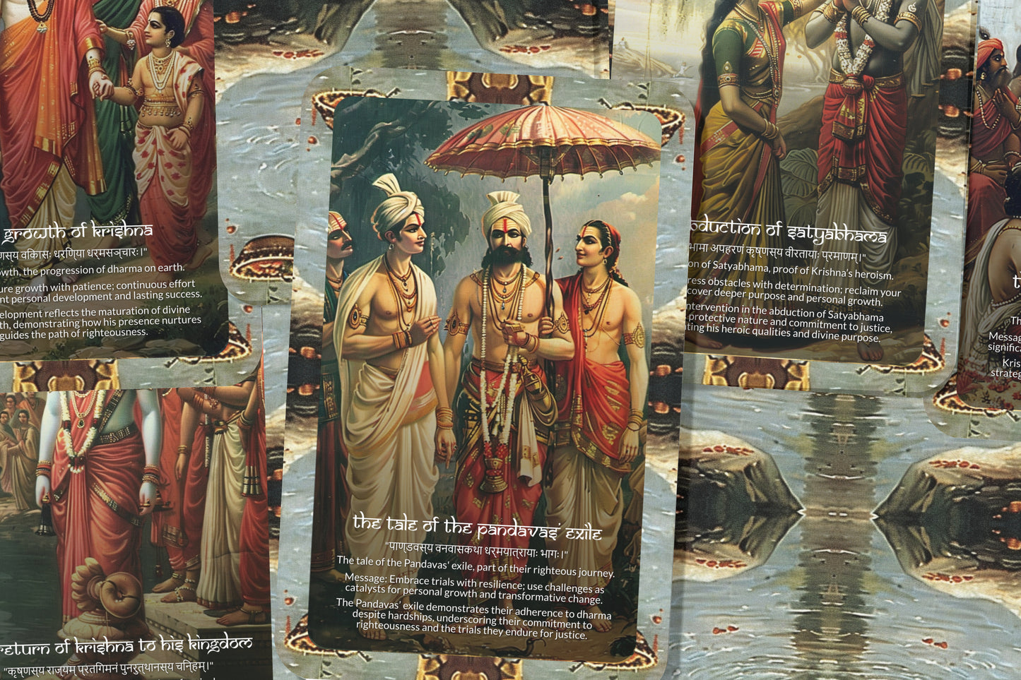 Harivamsa Parva Oracle Cards - 22 Cards - Celebrating the divine lineage and the stories of Lord Krishna’s ancestry.