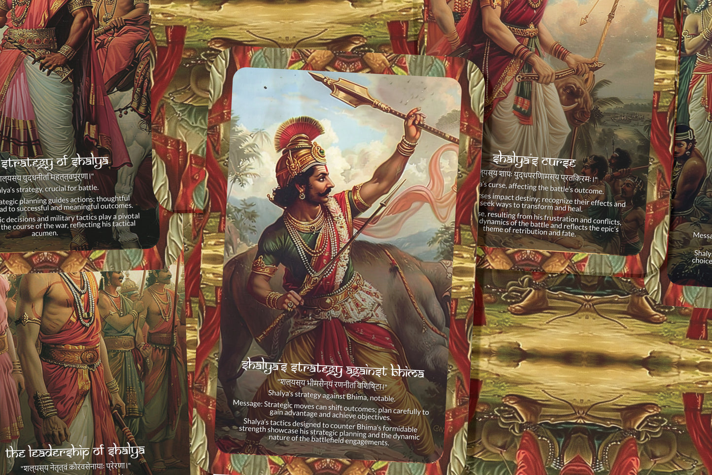 Shalya Parva Oracle Cards - 22 Cards - Exploring the challenges and moral conflicts of war through Shalya’s role.