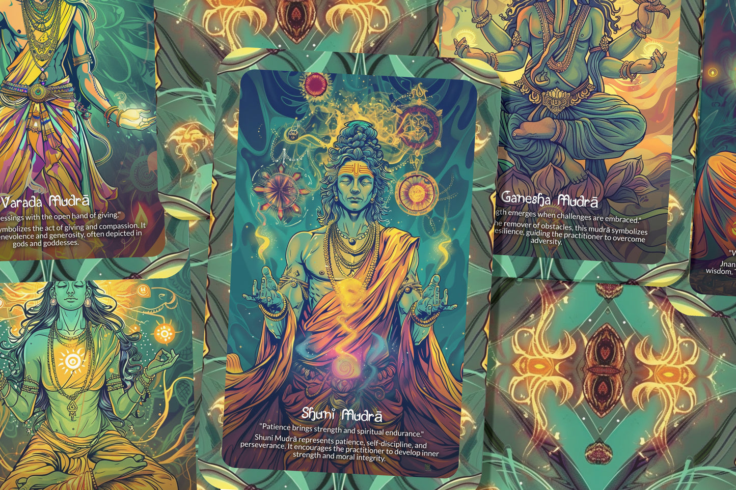 Mudrā (Hand Gestures) Oracle Cards - 22 Oracle Cards - Exploring the sacred hand gestures that unlock spiritual power and grace.