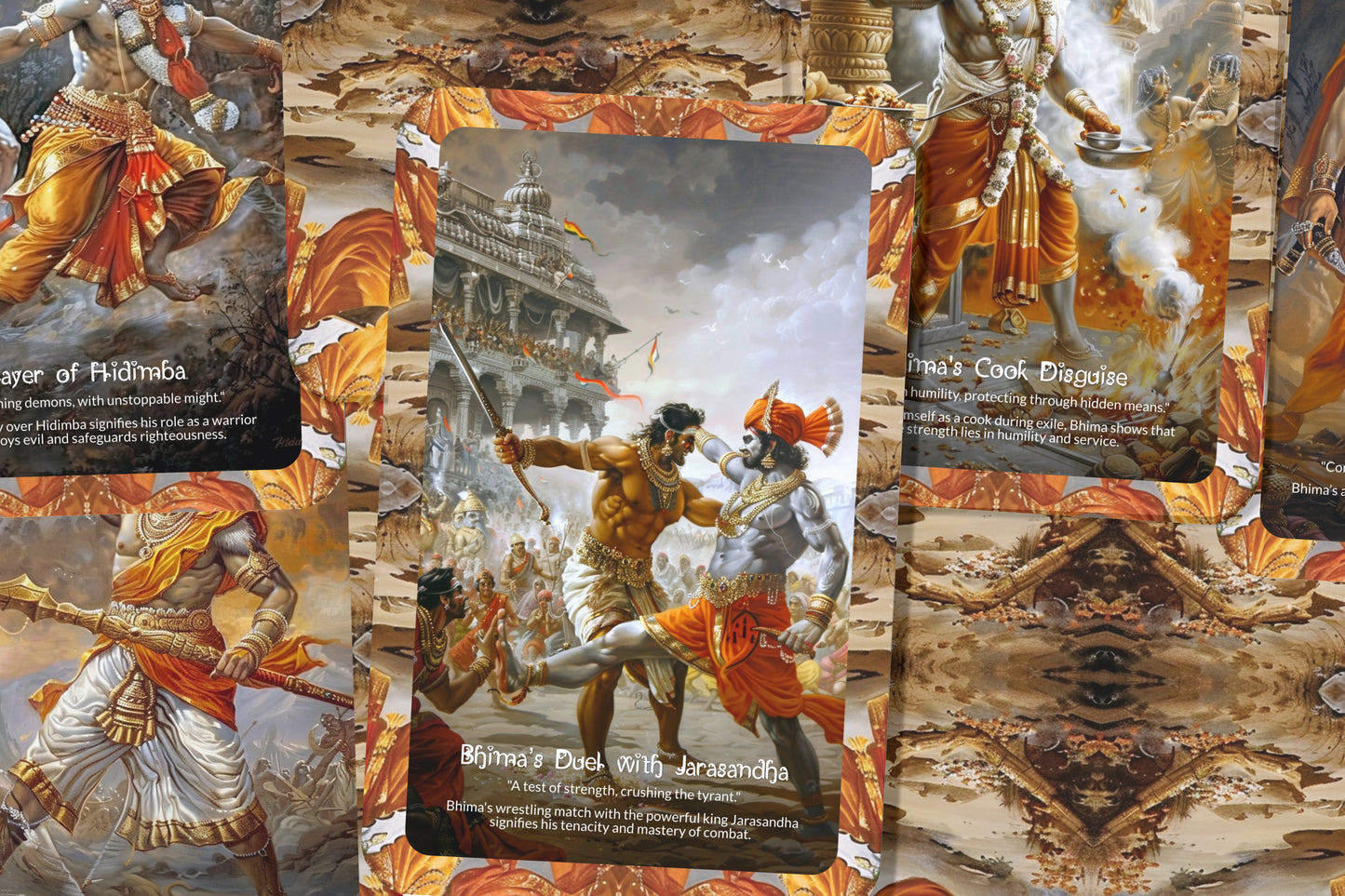 The Courage of Bhimasena Oracle Cards - 22 Oracle Cards - Inspiring strength and courage through the legendary warrior Bhimasena.