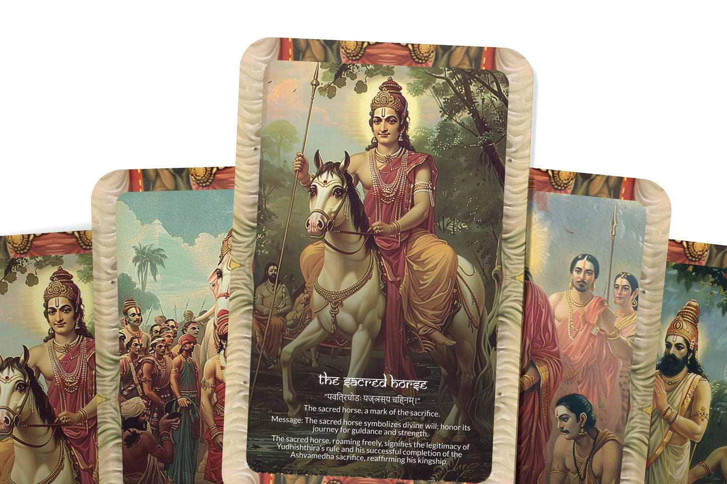 Ashvamedhika Parva Oracle Cards - 22 Cards - Unveiling the significance of the Ashvamedha sacrifice and its spiritual meaning.