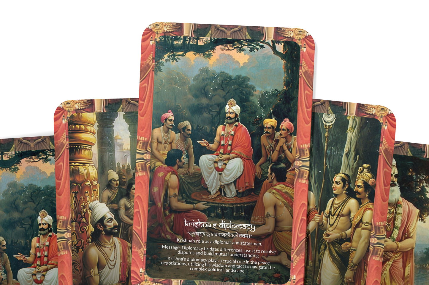 Udyoga Parva Oracle Cards - 22 Cards - Exploring the preparations for war and the complex web of diplomacy.