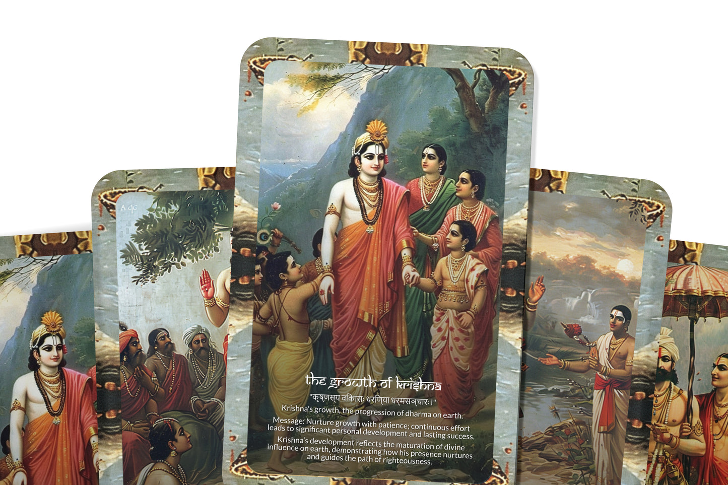 Harivamsa Parva Oracle Cards - 22 Cards - Celebrating the divine lineage and the stories of Lord Krishna’s ancestry.