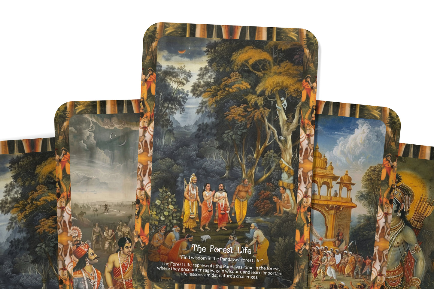 The Journey of the Pandavas Oracle Cards - 22 Oracle Cards - Following the spiritual journey and challenges faced by the Pandavas.