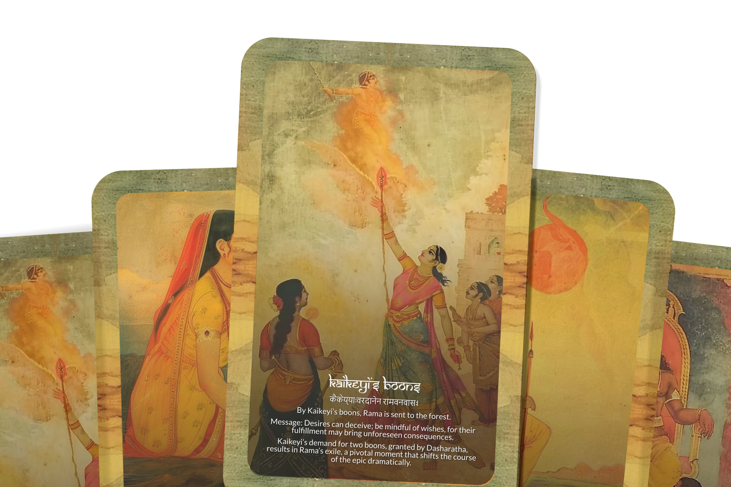 Ayodhyā Kāṇḍa Oracle Cards - 22 Cards - Navigating the complexities of duty, exile, and the sacrifices of righteous leadership.