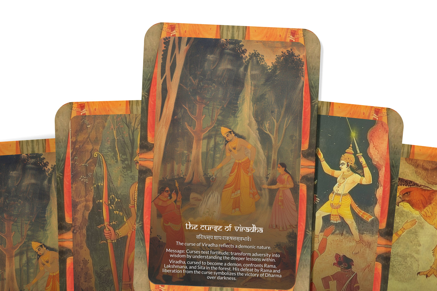 Araṇya Kāṇḍa Oracle Cards - 22 Cards - Embarking on a journey through the forest, discovering trials, devotion, and inner strength.