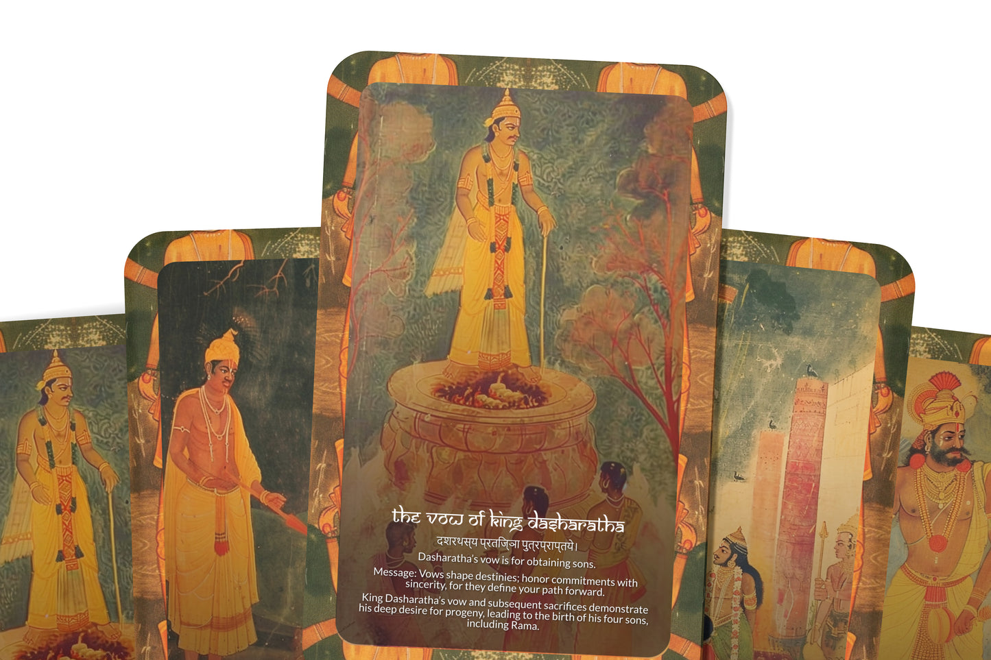 Bāla Kāṇḍa Oracle Cards - 22 Cards - Unveiling the divine origins of Lord Rama, reflecting on childhood, destiny, and purpose.