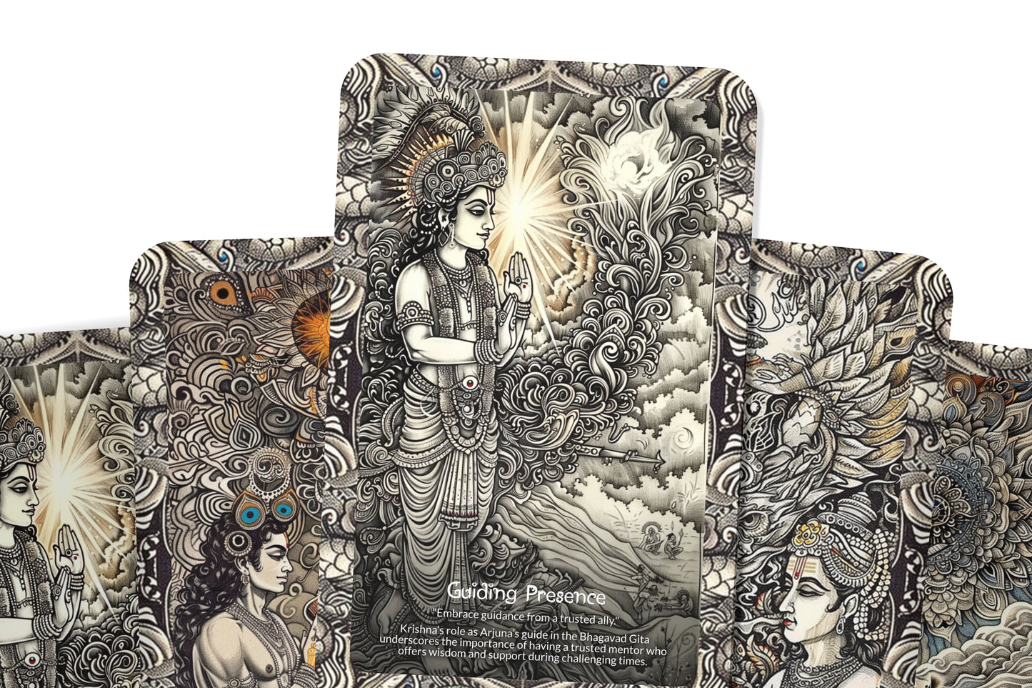 The Unbreakable Bond of Krishna and Arjuna Oracle Cards - 22 Oracle Cards - Embracing the divine friendship