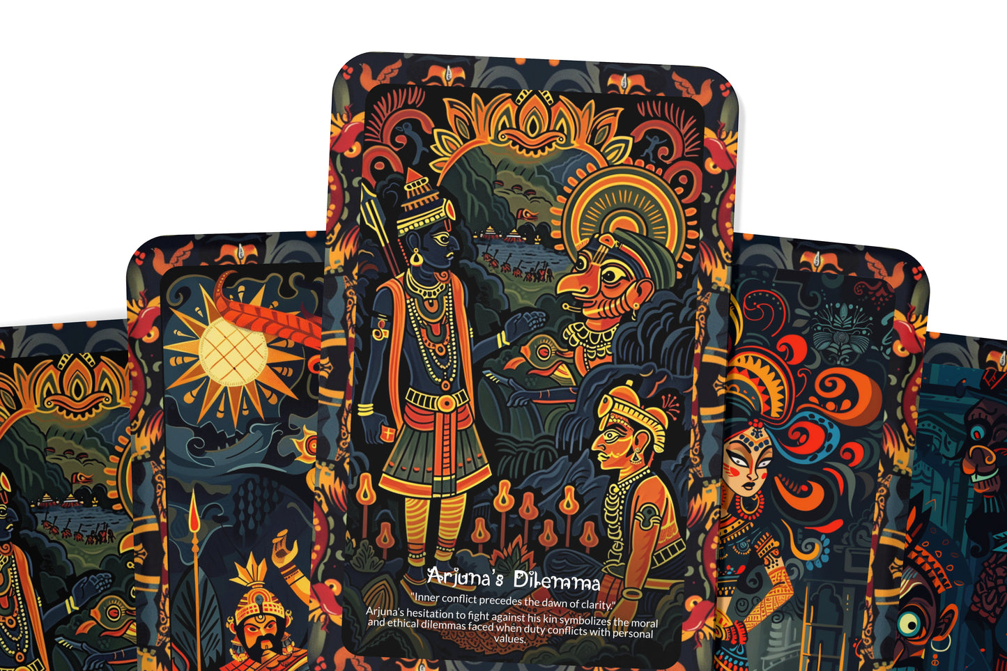 The Battle of Kurukshetra Oracle Cards - 22 Oracle Cards - Exploring the sacred lessons of war, duty, and righteousness from the Kurukshetra battlefield.