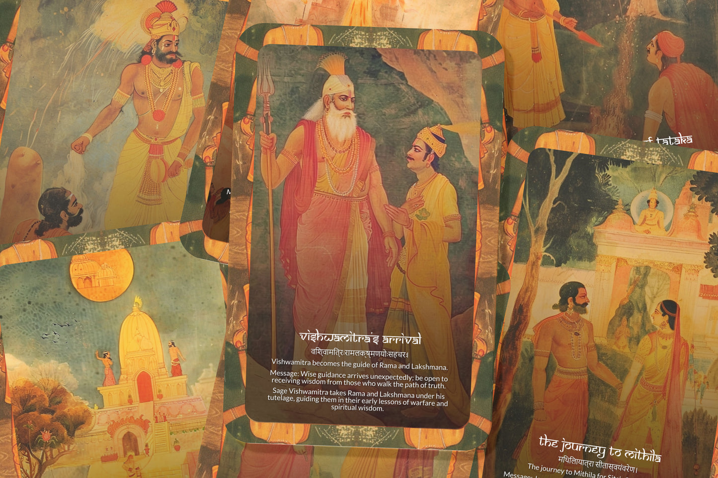 Bāla Kāṇḍa Oracle Cards - 22 Cards - Unveiling the divine origins of Lord Rama, reflecting on childhood, destiny, and purpose.