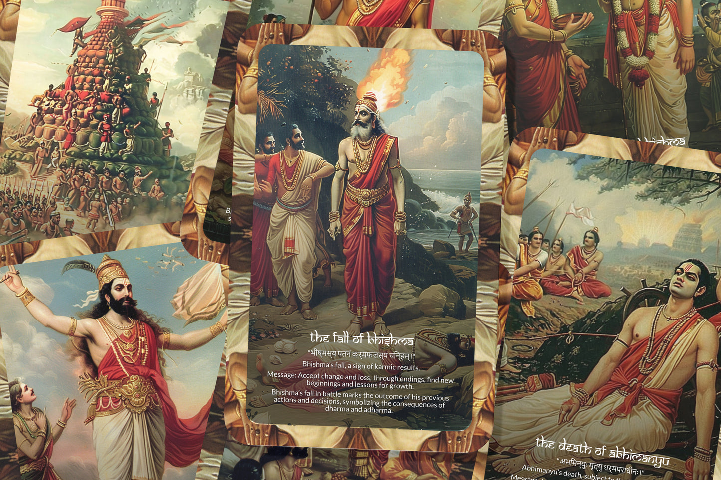 Bhishma Parva Oracle Cards - 22 Cards - Delving into the wisdom of Bhishma and the pivotal events of the Kurukshetra war.