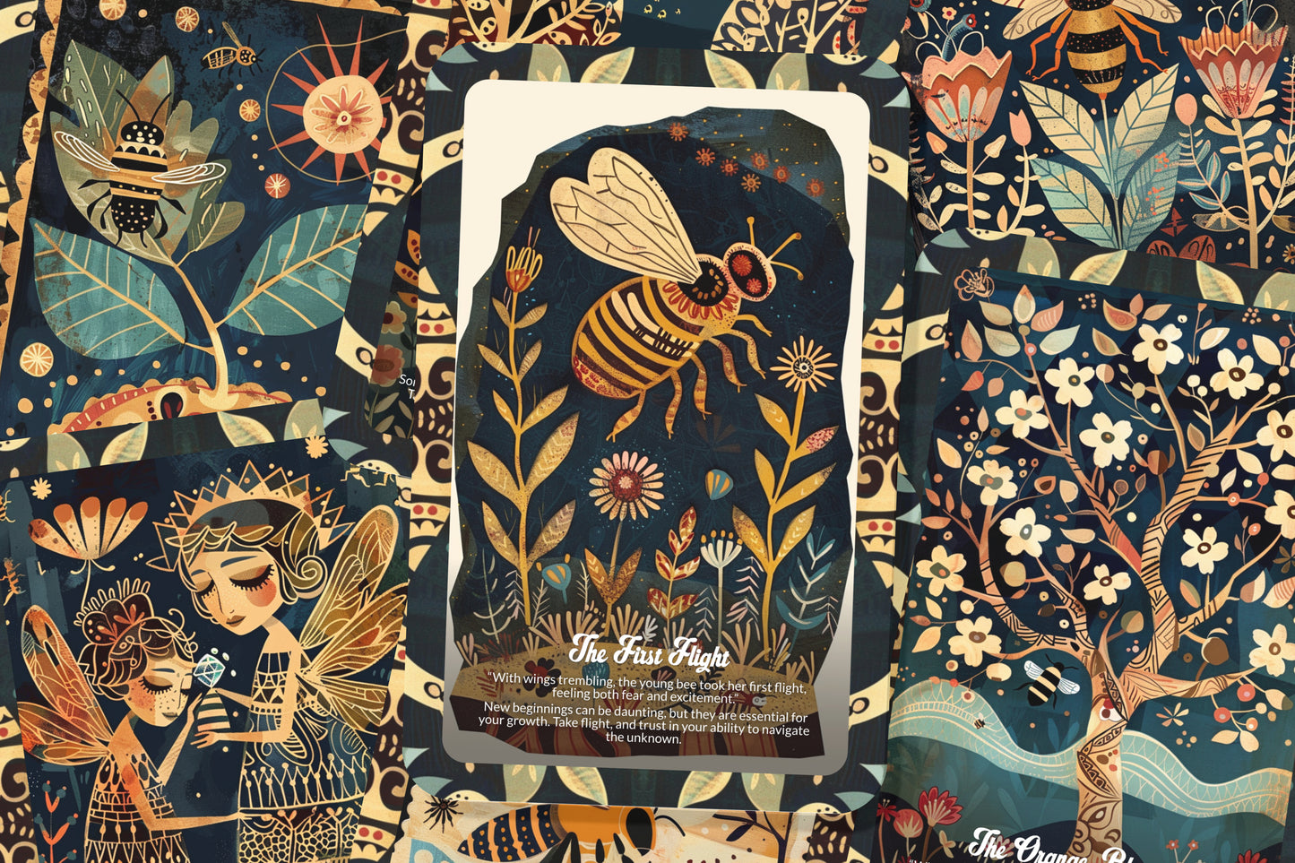 The Bee and the Orange Tree - 22 Oracle Cards - Harness Sweetness and Growth Through Dedication