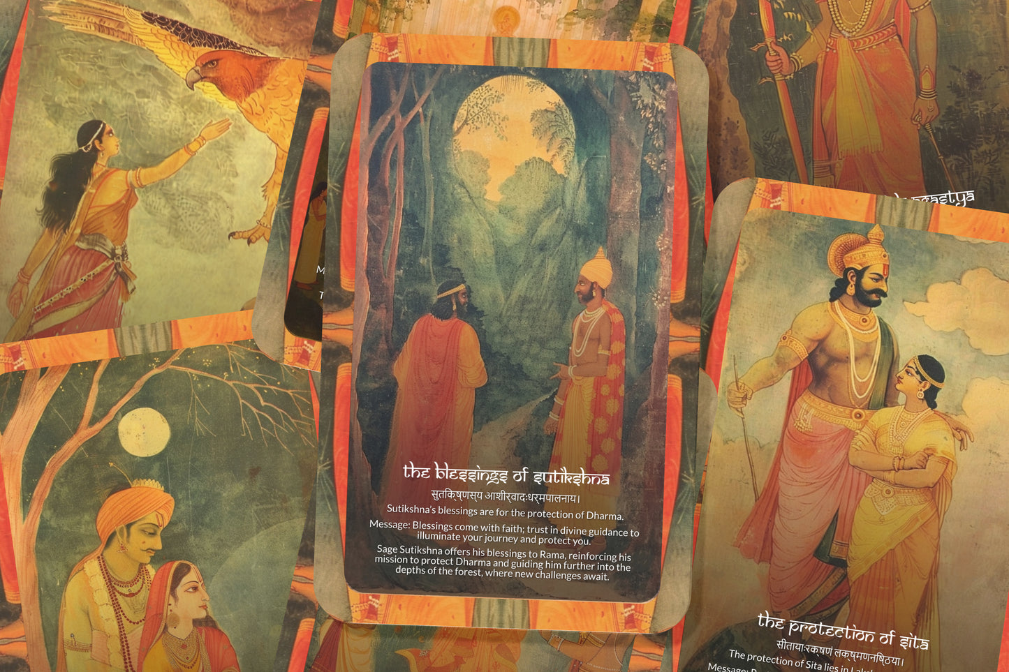 Araṇya Kāṇḍa Oracle Cards - 22 Cards - Embarking on a journey through the forest, discovering trials, devotion, and inner strength.