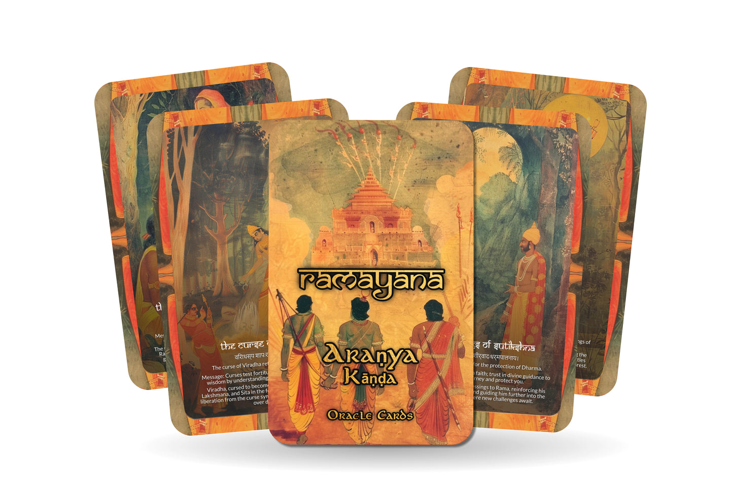 Araṇya Kāṇḍa Oracle Cards - 22 Cards - Embarking on a journey through the forest, discovering trials, devotion, and inner strength.