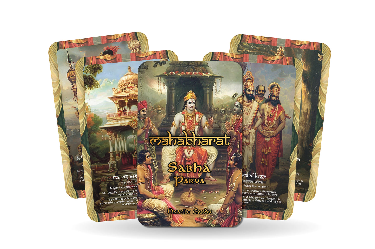 Sabha Parva Oracle Cards - 22 Cards - Navigating the dynamics of power, diplomacy, and fate in the royal court.