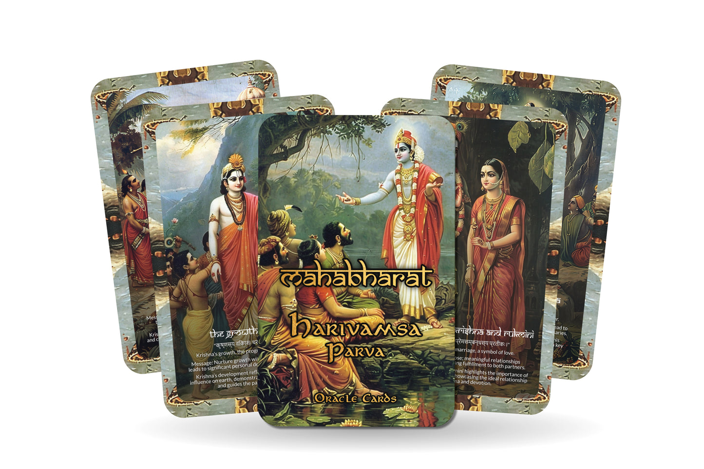 Harivamsa Parva Oracle Cards - 22 Cards - Celebrating the divine lineage and the stories of Lord Krishna’s ancestry.