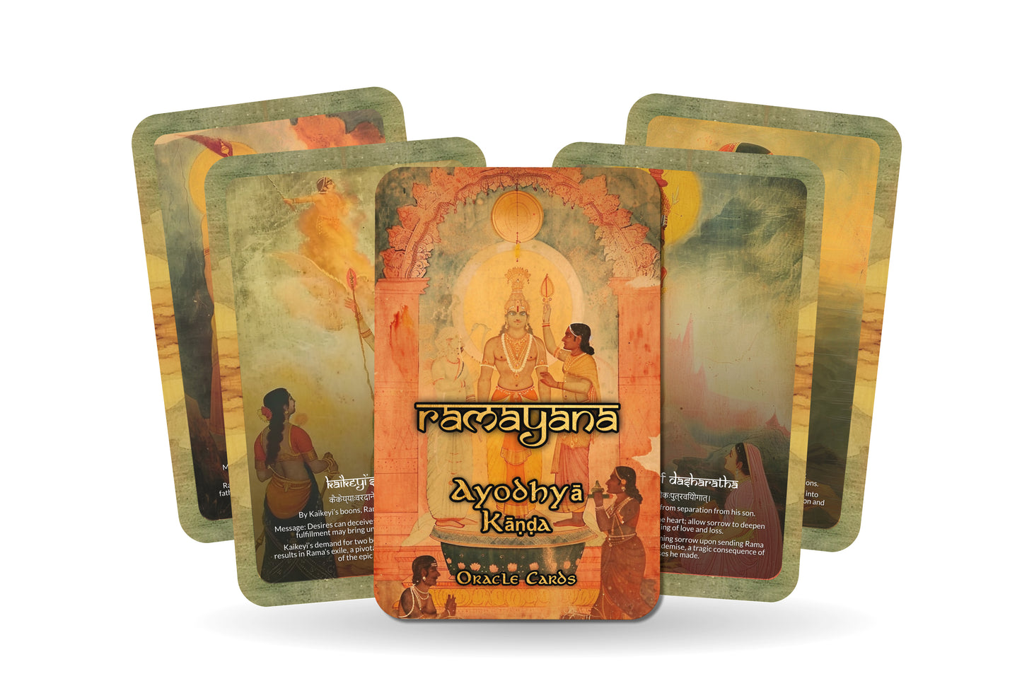 Ayodhyā Kāṇḍa Oracle Cards - 22 Cards - Navigating the complexities of duty, exile, and the sacrifices of righteous leadership.