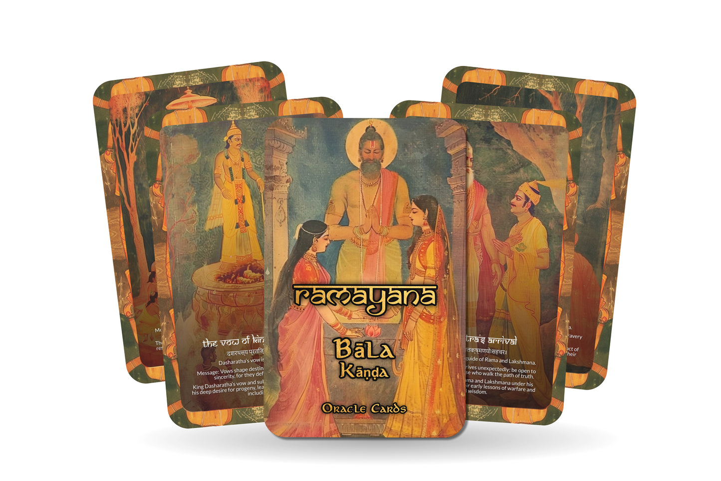 Bāla Kāṇḍa Oracle Cards - 22 Cards - Unveiling the divine origins of Lord Rama, reflecting on childhood, destiny, and purpose.