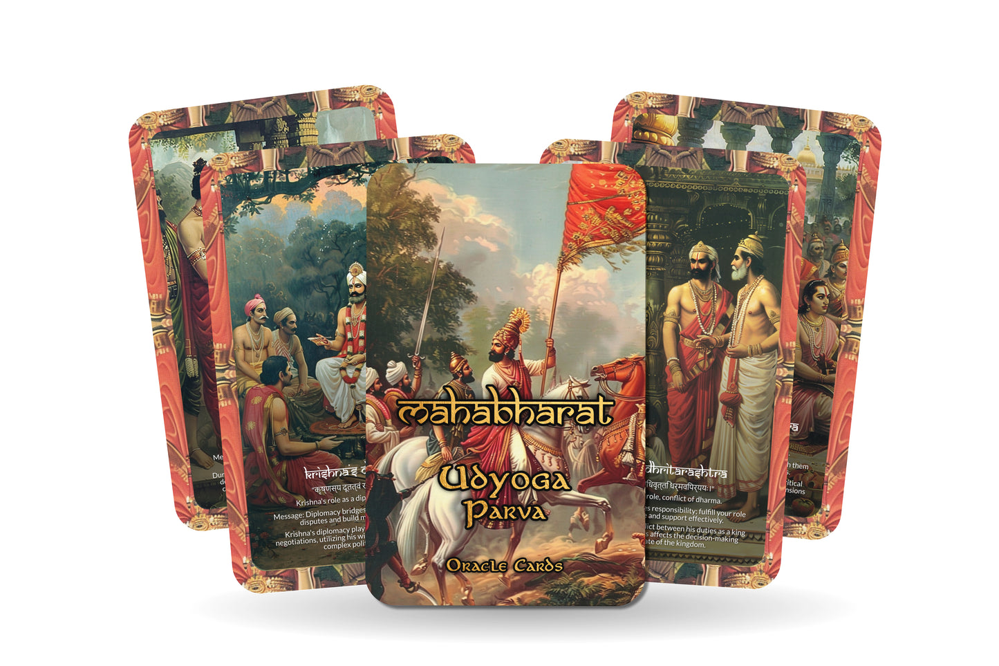 Udyoga Parva Oracle Cards - 22 Cards - Exploring the preparations for war and the complex web of diplomacy.