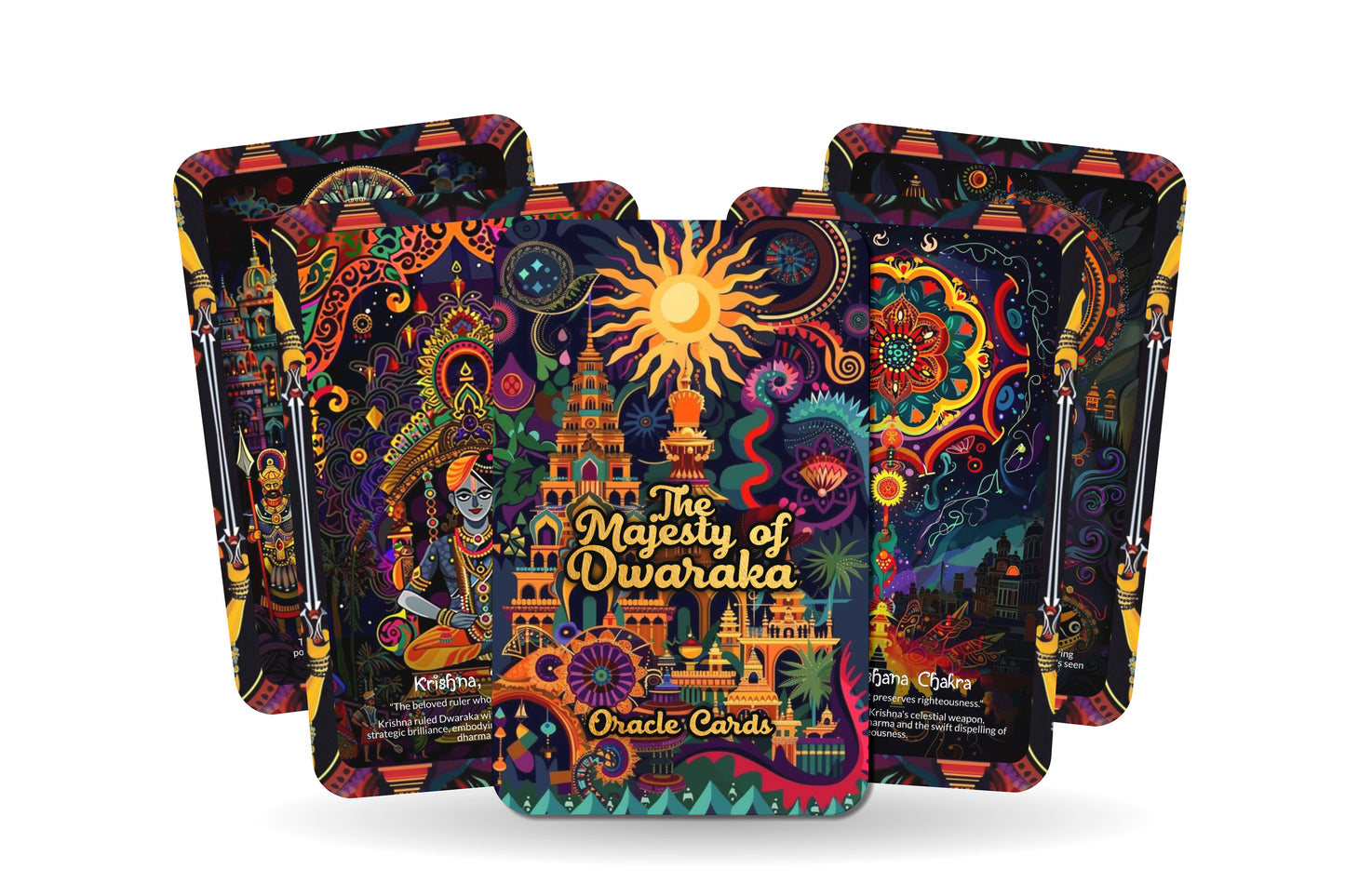 The Majesty of Dwaraka Oracle Cards - 22 Oracle Cards - Exploring the mystical and divine city of Dwaraka in Krishna’s legacy.