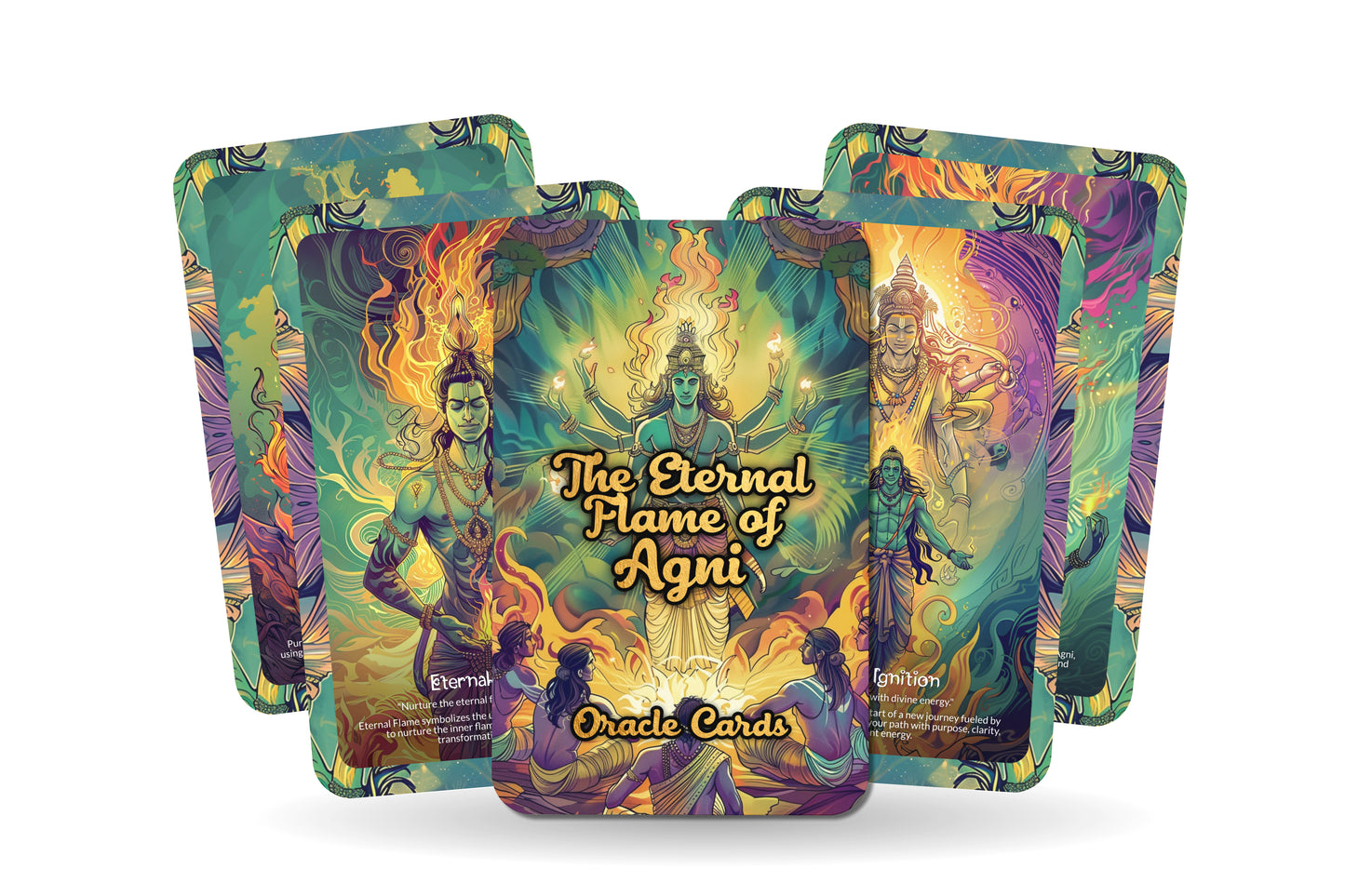 The Eternal Flame of Agni Oracle Cards - 22 Oracle Cards - Harnessing the eternal fire of Agni for purification and renewal.