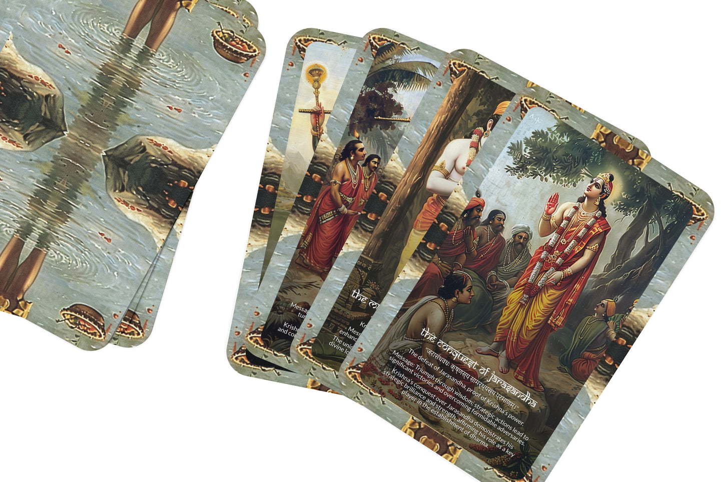 Harivamsa Parva Oracle Cards - 22 Cards - Celebrating the divine lineage and the stories of Lord Krishna’s ancestry.