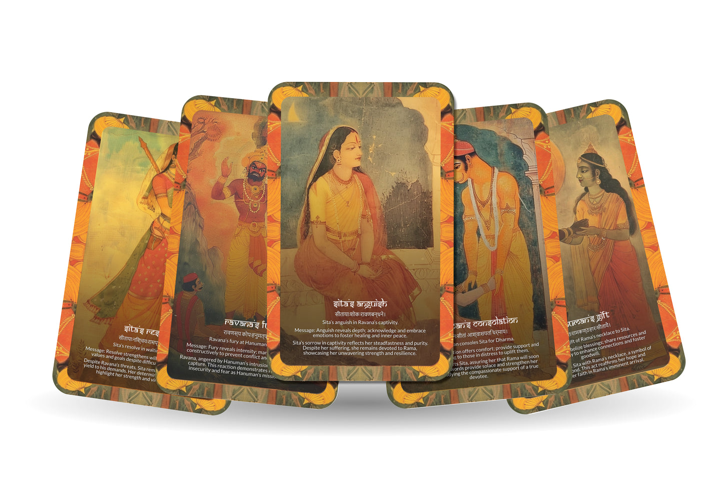 Sundara Kāṇḍa Oracle Cards - 22 Cards  - Embracing the heroic journey of Hanuman, symbolizing hope, devotion, and selfless service.