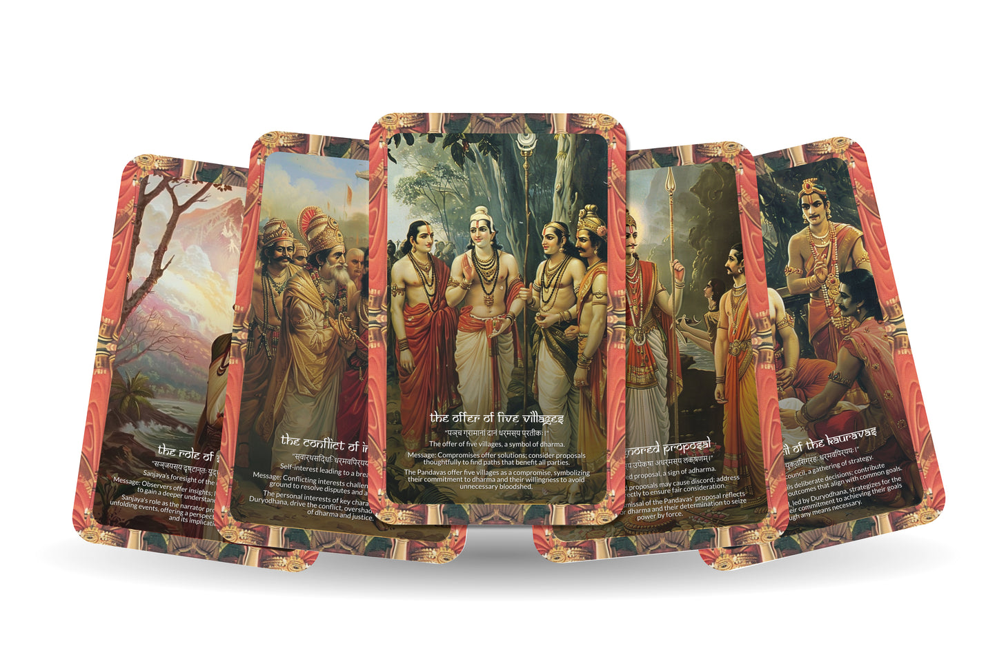 Udyoga Parva Oracle Cards - 22 Cards - Exploring the preparations for war and the complex web of diplomacy.