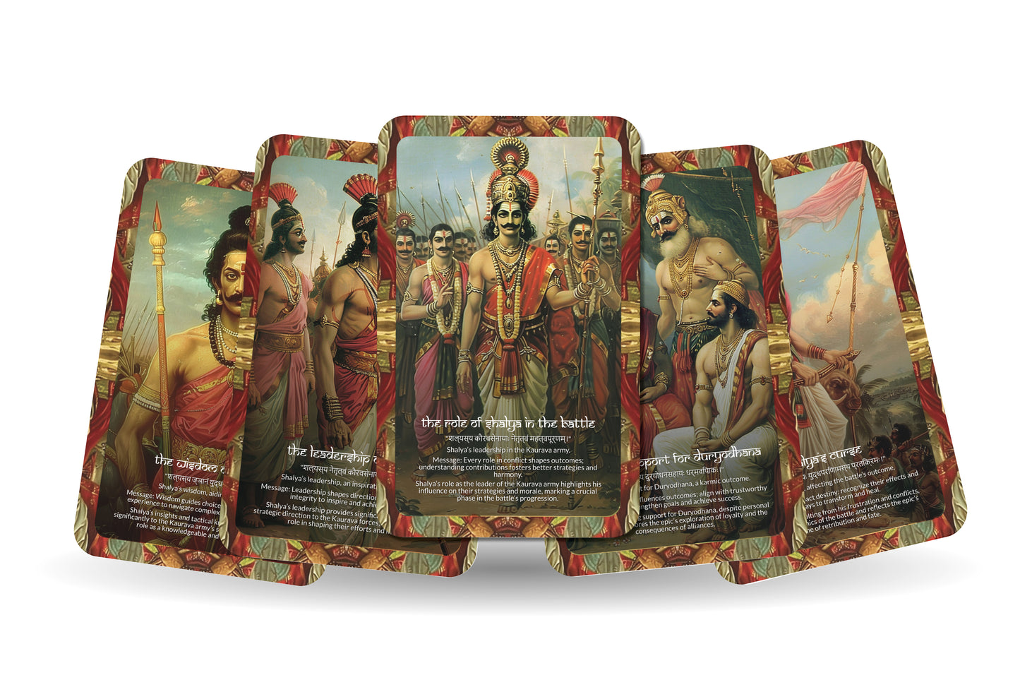 Shalya Parva Oracle Cards - 22 Cards - Exploring the challenges and moral conflicts of war through Shalya’s role.