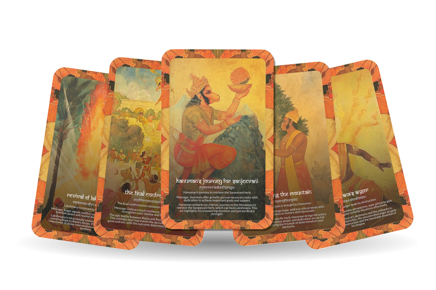 Yuddha Kāṇḍa Oracle Cards - 22 Cards - Battling inner and outer demons, symbolizing victory through righteousness, courage, and justice.