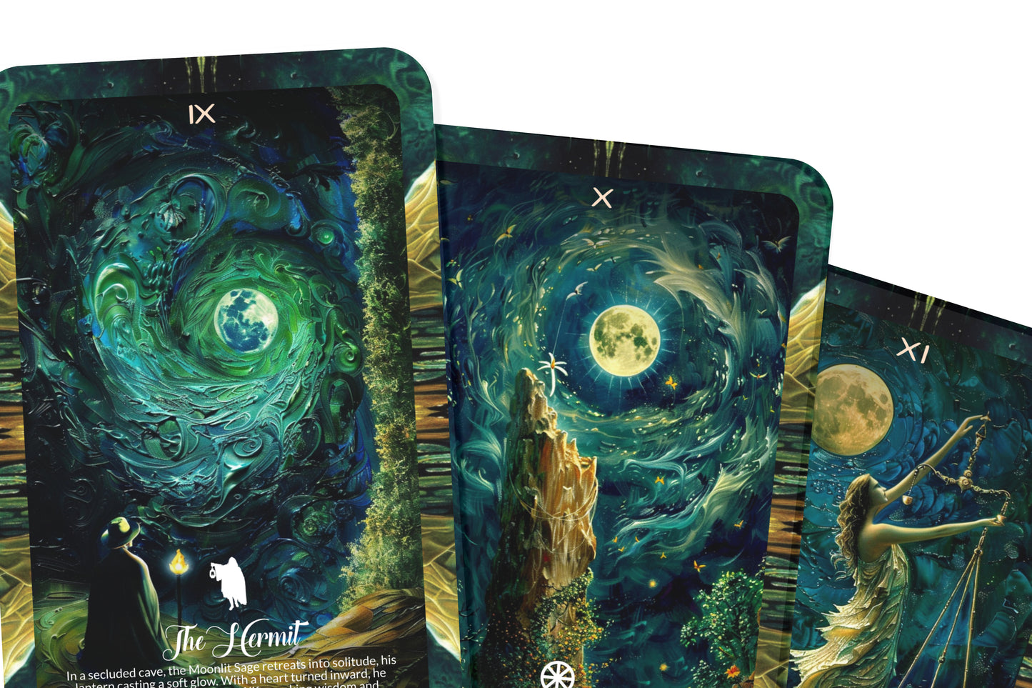 The Jasmine Moon Tarot - 22 Major Arcana - A unique spiritual journey - Blooming under the gentle glow of the jasmine-scented moonlight.