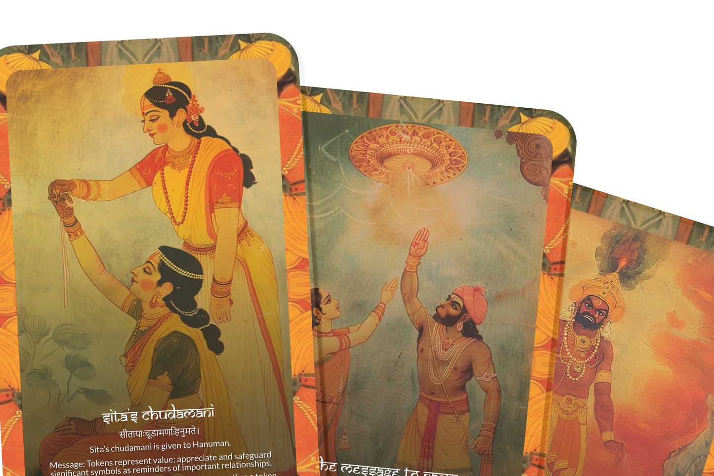 Sundara Kāṇḍa Oracle Cards - 22 Cards  - Embracing the heroic journey of Hanuman, symbolizing hope, devotion, and selfless service.