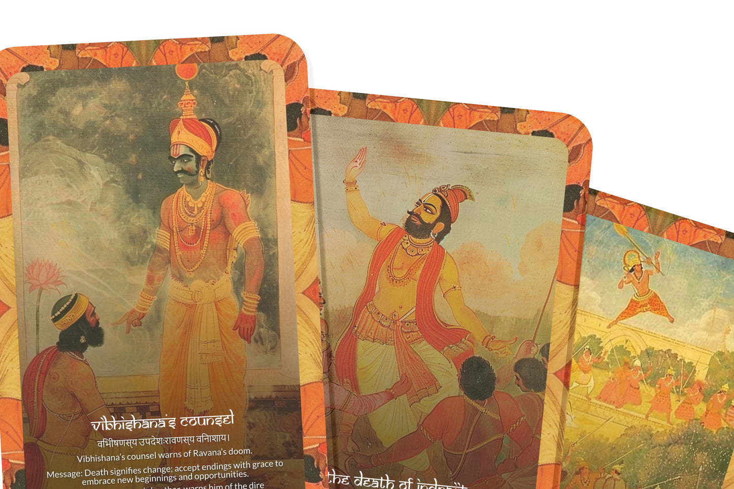 Yuddha Kāṇḍa Oracle Cards - 22 Cards - Battling inner and outer demons, symbolizing victory through righteousness, courage, and justice.