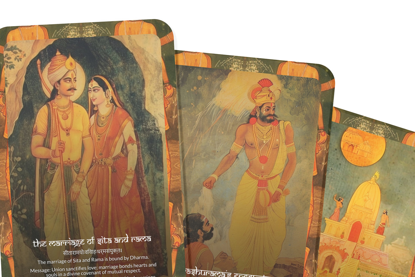 Bāla Kāṇḍa Oracle Cards - 22 Cards - Unveiling the divine origins of Lord Rama, reflecting on childhood, destiny, and purpose.