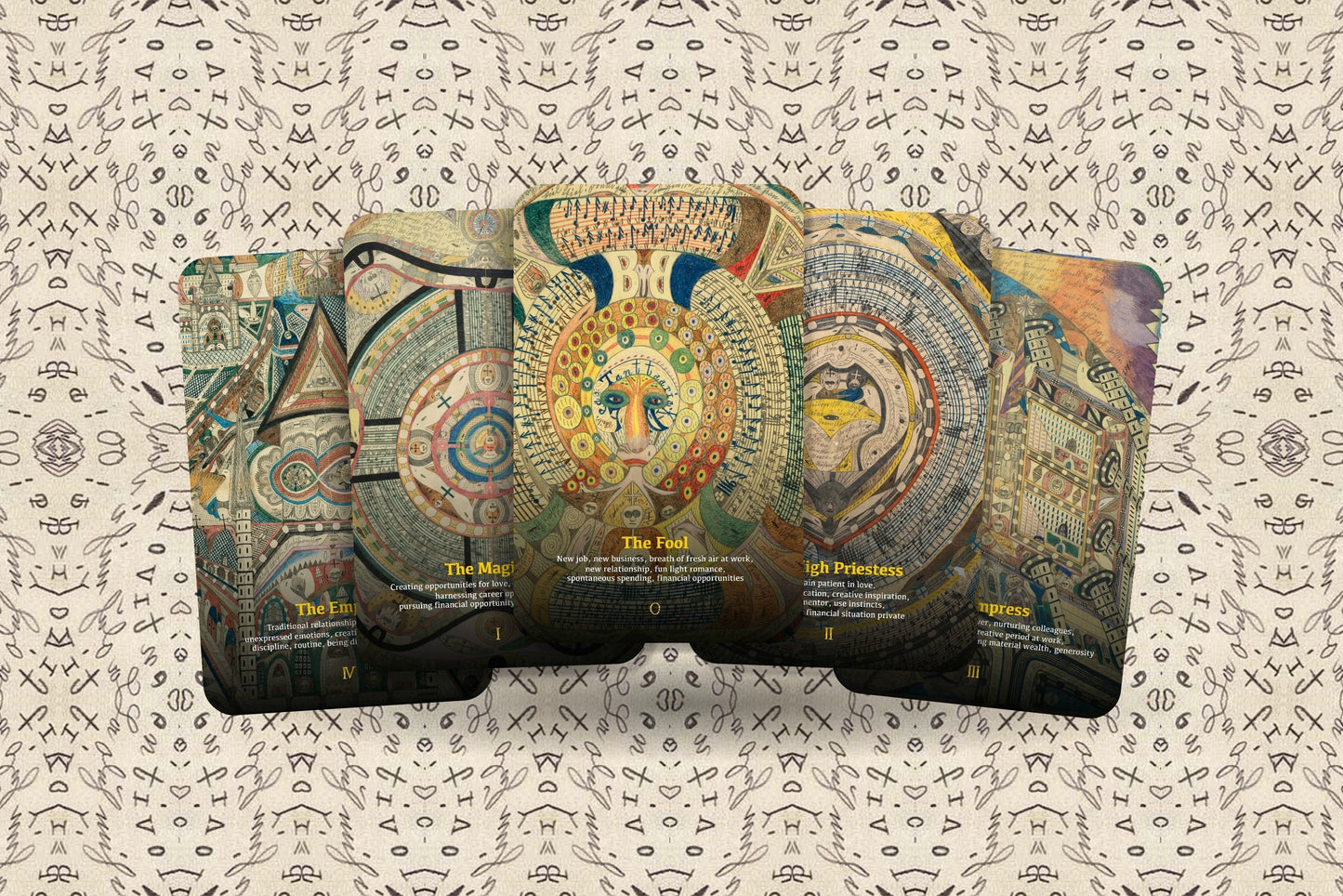 The Psychedelic Swiss Tarot - Major Arcana - Adolf Wölfli - Tarot Deck - Fortune Telling - Divination tools - Tarot Gift - Illustrated Cards