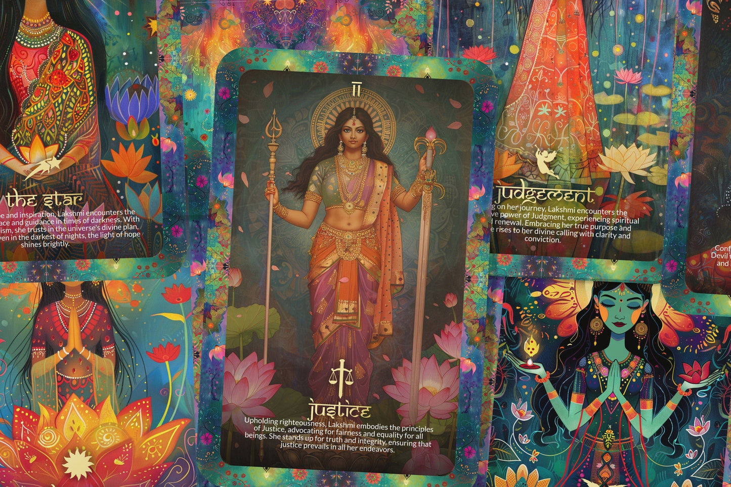 The Tarot of Lakshmi - 22 Major Arcana - A unique spiritual journey - The Hindu goddess known for fortune and spiritual wisdom.