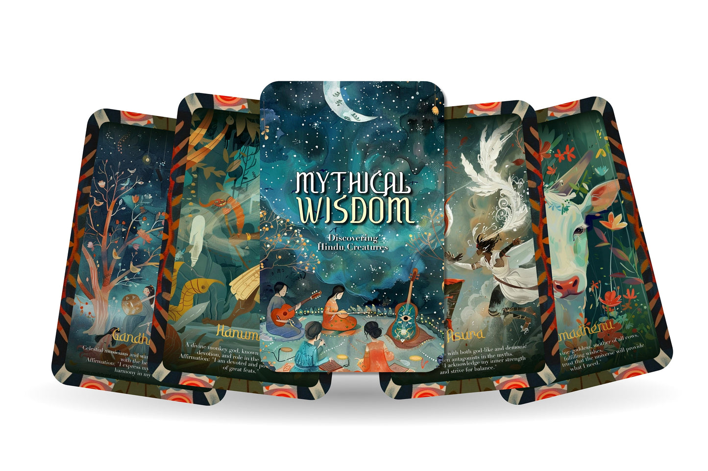 Mythical Wisdom - Discovering Hindu Creatures - Affirmation Cards - Oracle Cards - Hindu Mythology Creatures - Divination tools