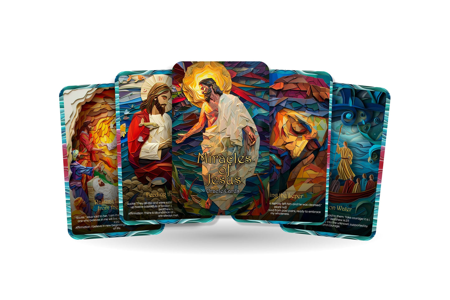 Miracles of Jesus Oracle Cards - Affirmations inspired by the profound miracles performed by Jesus - For daily reflection - Divination tool