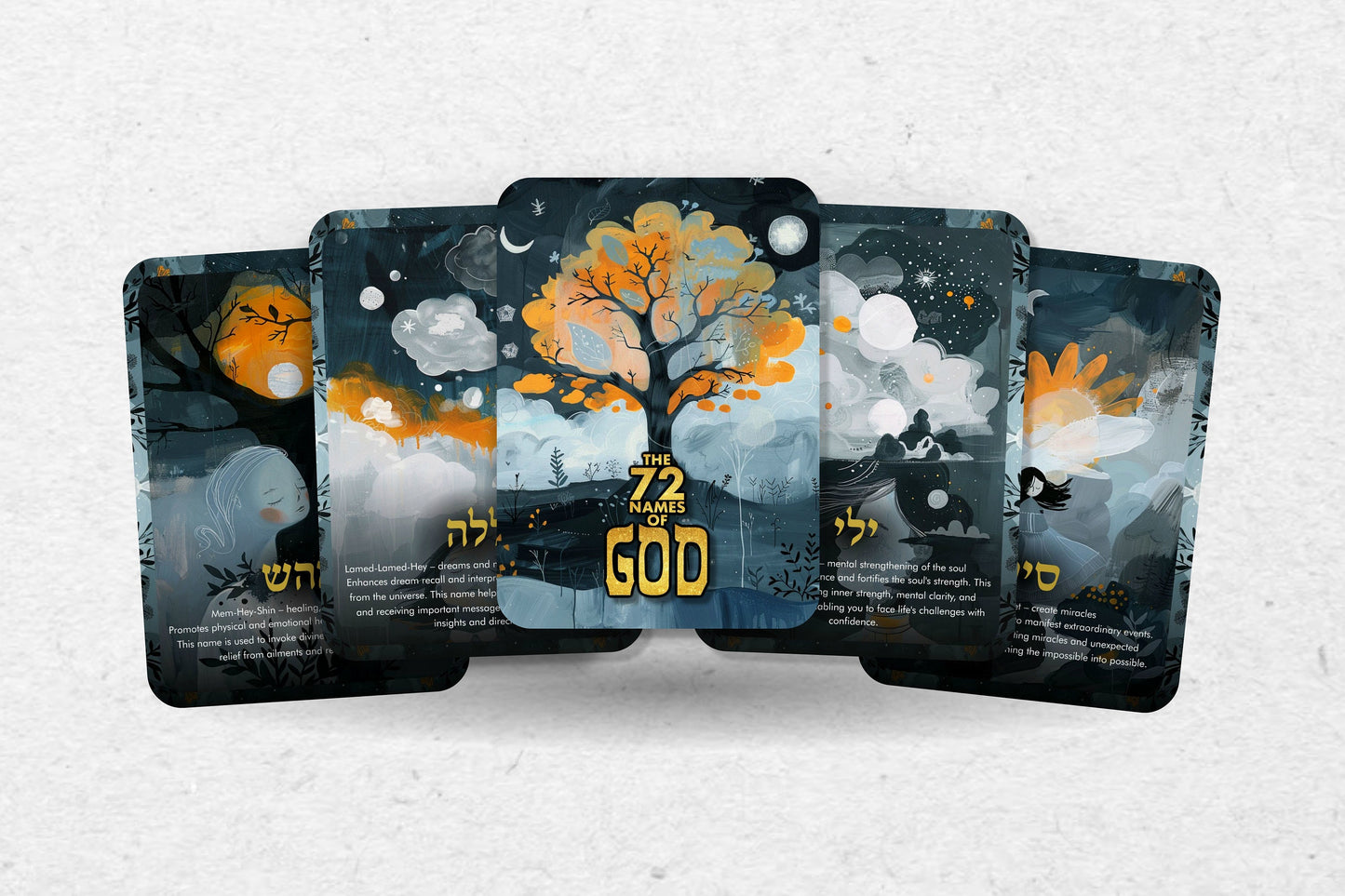 The 72 Names of God - 72 cards - Kabbalah Cards - Kabbalah  Deck - Fortune Telling - Divination tools