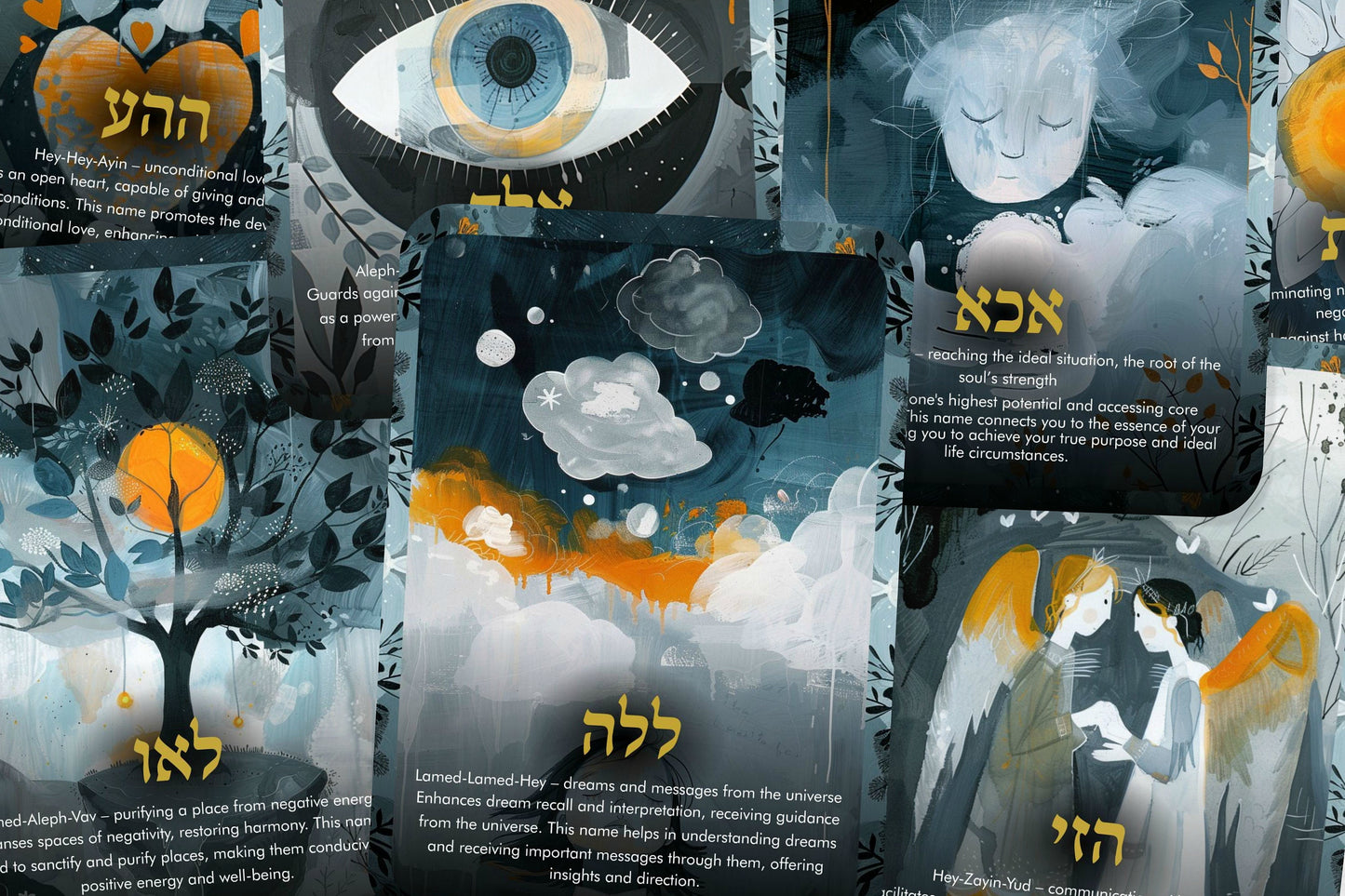 The 72 Names of God - 72 cards - Kabbalah Cards - Kabbalah  Deck - Fortune Telling - Divination tools